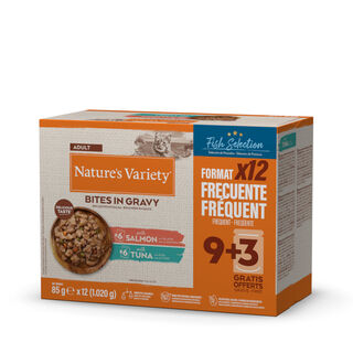 Nature's Variety Adult Fish Selection Atum e Salmão em Molho para Gatos