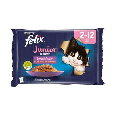 Felix Junior Fantastic Carne e Peixe em Geleia saqueta - Multipack