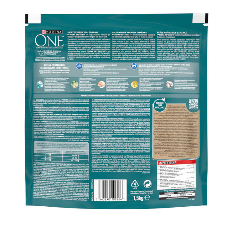Purina One Senior 11+ Bifensis Frango ração para gatos, , large image number null