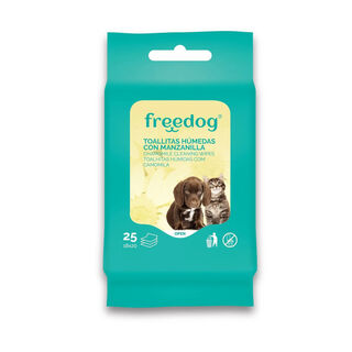 Freedog Toalhitas húmidas com camomila para cães e gatos