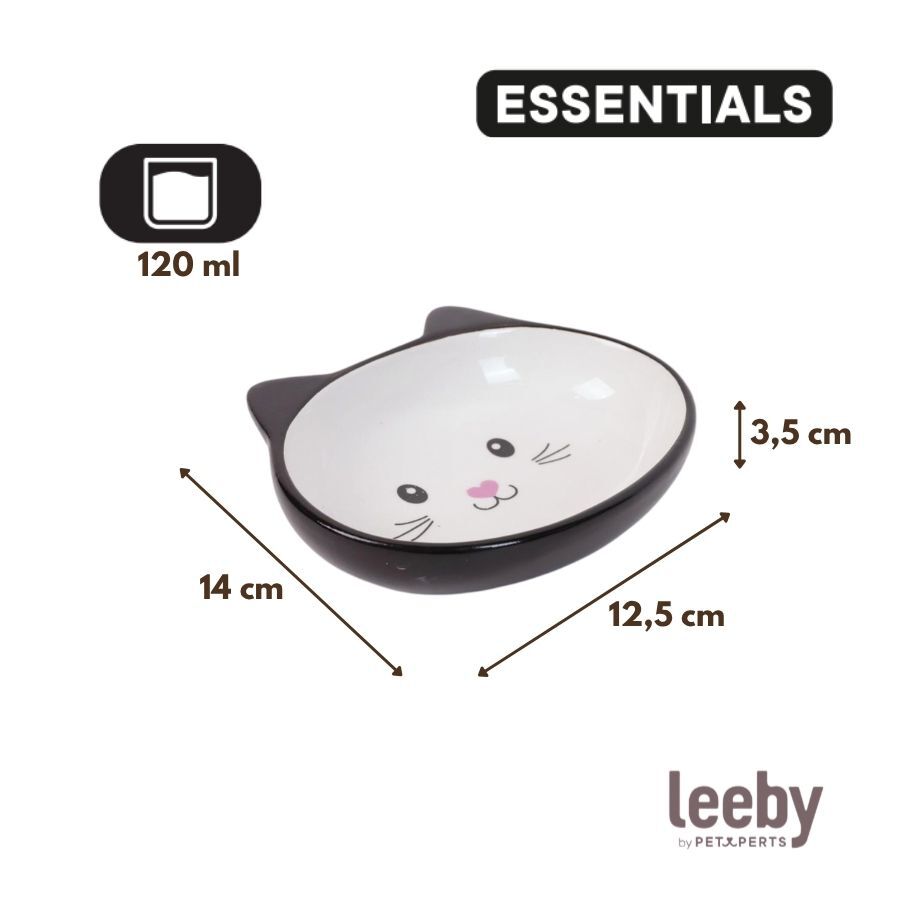 Leeby Comedouro de Cer&acirc;mica Branco e Preto com Orelhinhas para gatos, , large Imagem n&uacute;mero 4