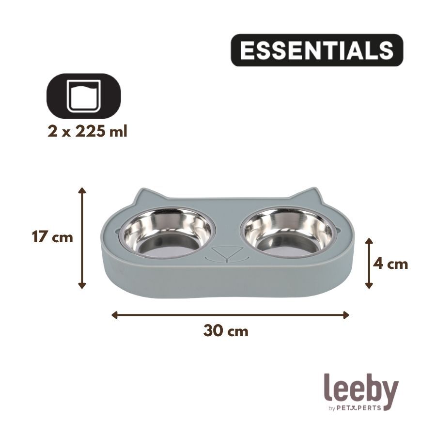 Leeby Comedouro Duplo em A&ccedil;o Inoxid&aacute;vel Verde para gatos, , large Imagem n&uacute;mero 4