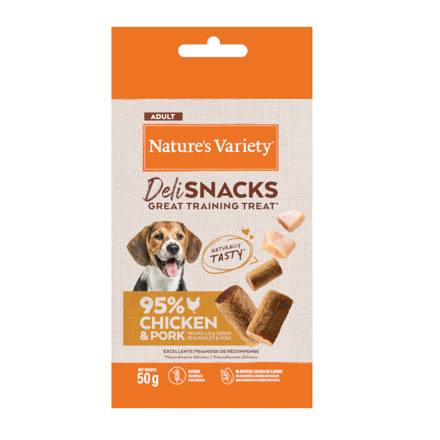 50 g Nature's Variety Bocaditos Deli Snacks Adult frango e porco para c&atilde;es, , large Imagem n&uacute;mero 1