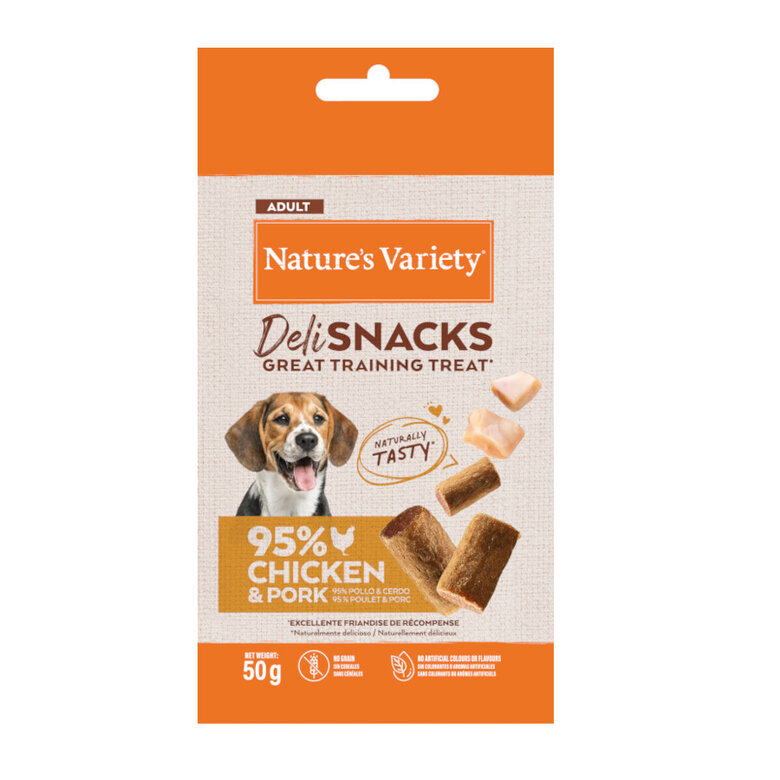 50 g Nature's Variety Bocaditos Deli Snacks Adult frango e porco para cães,  Imagem número 1 50 g Nature's Variety Bocaditos Deli Snacks Adult frango e porco para cães, , large Imagem número 1