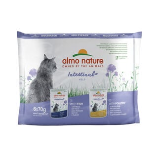 Almo Nature Intestinal Help Peixe e Aves saquetas para gatos - Multipack 6
