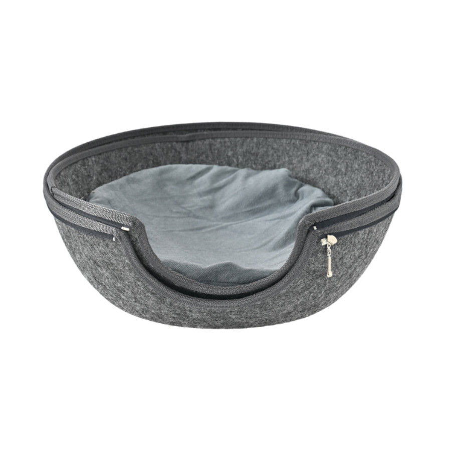 Leeby Cama Caverna Feltro Cinzento para gatos, , large Imagem n&uacute;mero 4