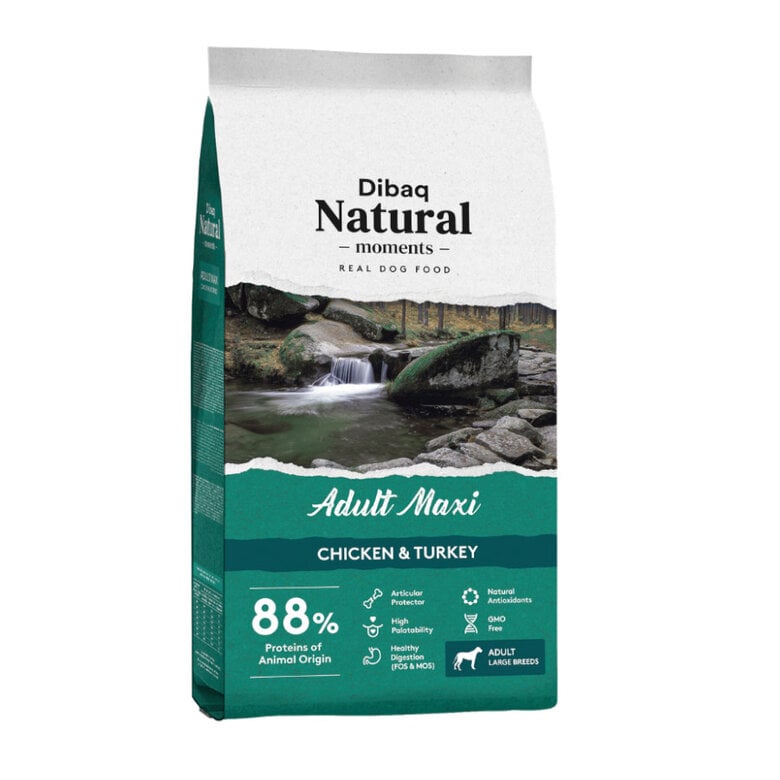 15 kg Dibaq Natural Moments Adult Maxi Frango & Peru ração para cães,  Imagem número 1 Pienso para perros de razas grandes, marca Dibaq Imagem número 1