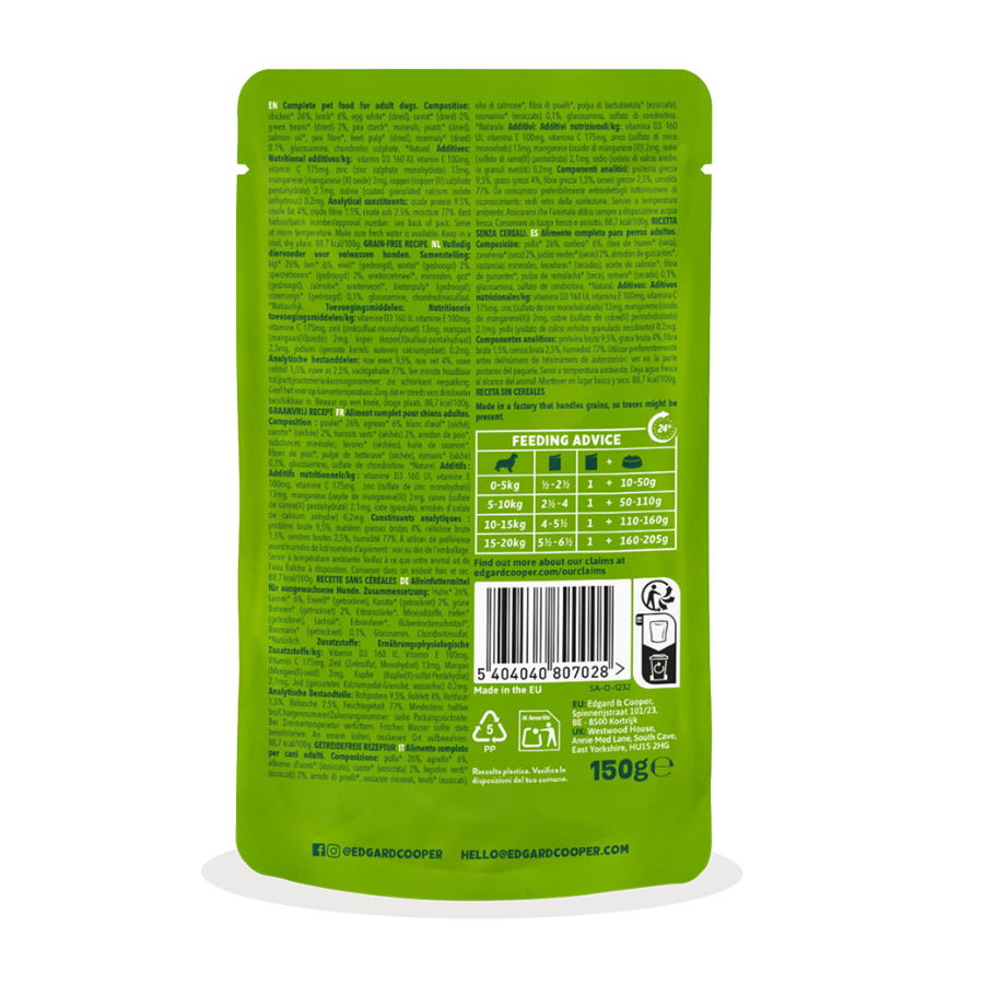 150 g Edgard & Cooper Adult Grain Free Comida h&uacute;mida de Cordeiro e frango em saquetas para c&atilde;es, , large Imagem n&uacute;mero 2