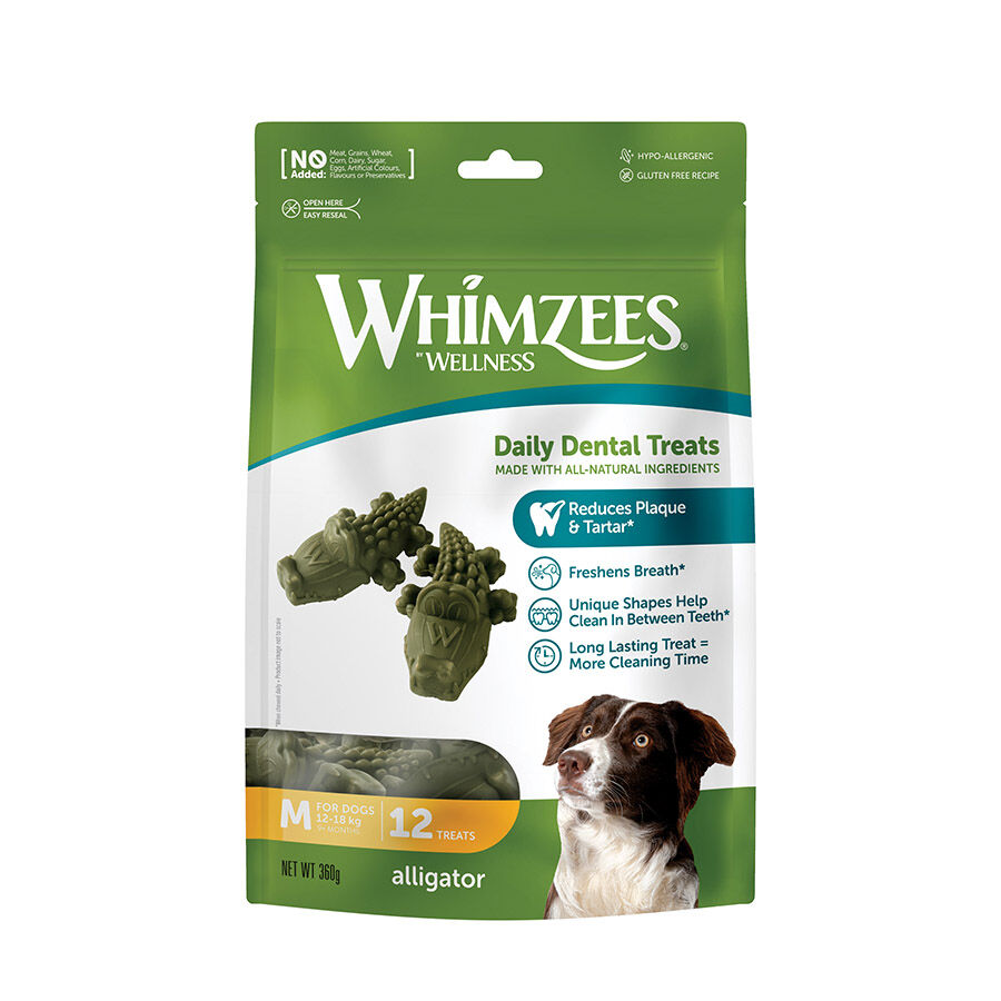 12 sticks Whimzees Snacks Dent&aacute;rios Crocodilo para c&atilde;es de ra&ccedil;as m&eacute;dios, , large Imagem n&uacute;mero 1
