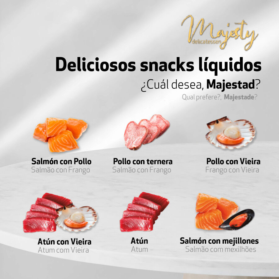 6 saquetas x 15 g Majesty Snack L&iacute;quido de Atum para gatos, , large Imagem n&uacute;mero 3