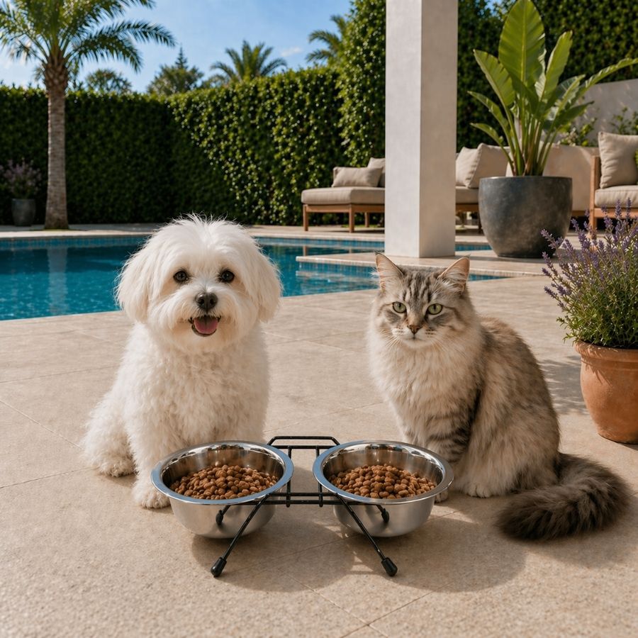 Leeby Comedouro Duplo em A&ccedil;o Inoxid&aacute;vel com Suporte para c&atilde;es e gatos, , large Imagem n&uacute;mero 1