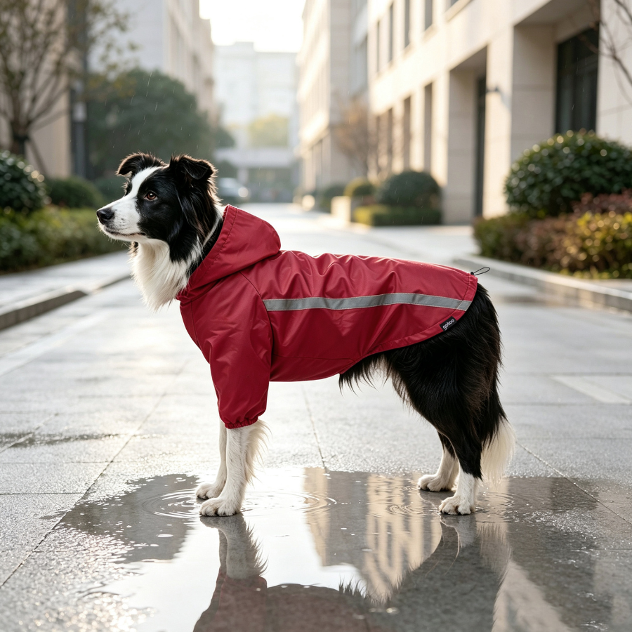Gotoo Casaco Imperme&aacute;vel Refletor Vermelho para c&atilde;es, , large Imagem n&uacute;mero 1