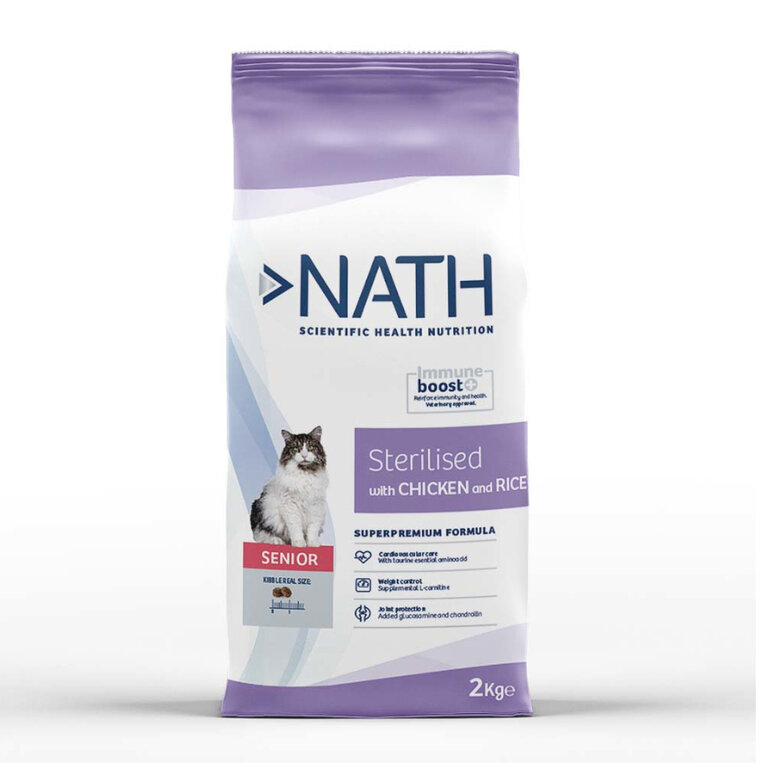 2 kg Nath Senior Sterilised Frango e Arroz ração para gatos,  Imagem número 1 2 kg Nath Senior Sterilised Frango e Arroz ração para gatos, , large Imagem número 1