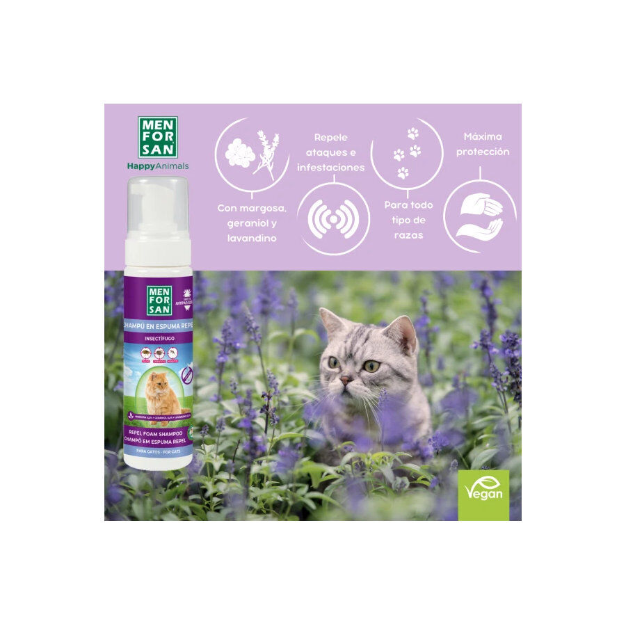 Menforsan Champ&ocirc; em espuma anti-insetos para gatos, , large Imagem n&uacute;mero 2