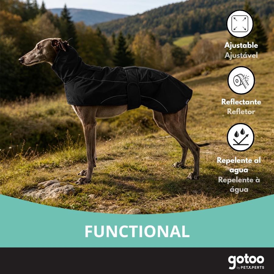 Gotoo Casaco Imperme&aacute;vel Preto para galgos, , large Imagem n&uacute;mero 6