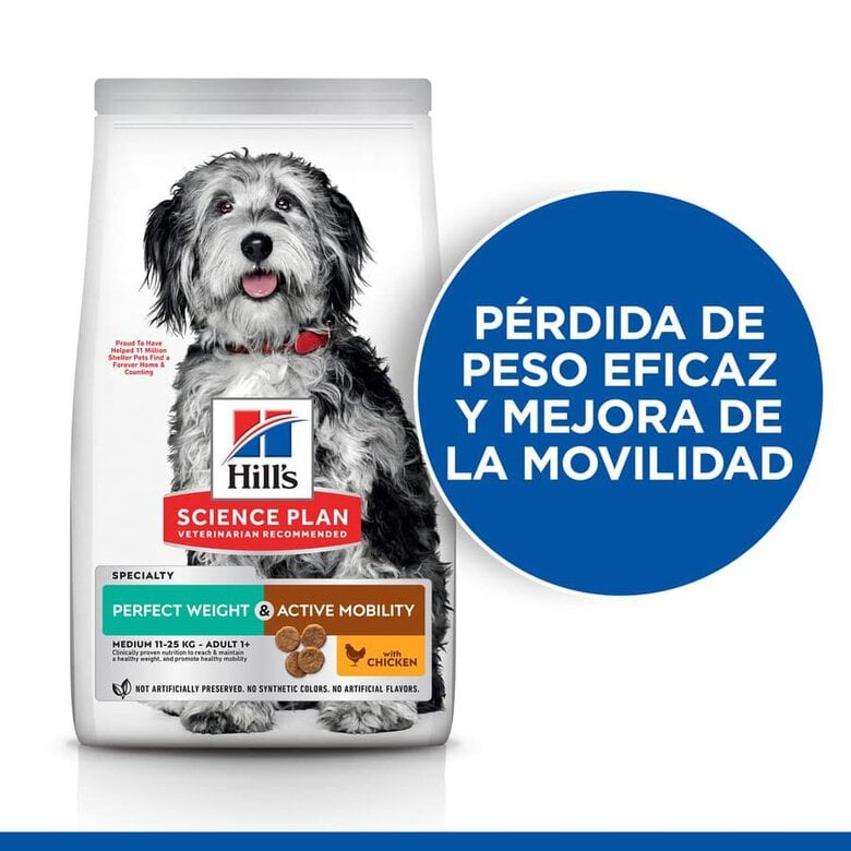 Hill's Science Plan Perfect Weight e Active Mobility Medium Frango ração para cães,  Imagem número 3 Hill's Science Plan Perfect Weight e Active Mobility Medium Frango ração para cães, , large Imagem número 3