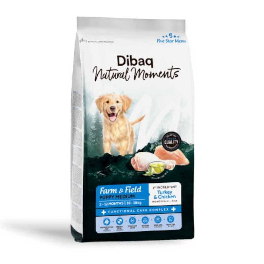 12 kg Dibaq Natural Moments Pienso Medium Pavo y Pollo para cachorro, , large Imagem n&uacute;mero 1