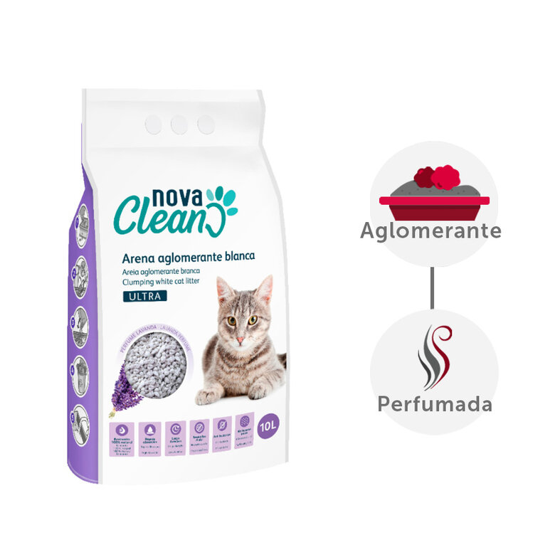 10 L Nova Clean Ultra Areia Aglomerante Lavanda para gatos,  Imagem número 2 10 L Nova Clean Ultra Areia Aglomerante Lavanda para gatos, , large Imagem número 2