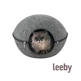 Leeby Cama Caverna Feltro Cinzento para gatos