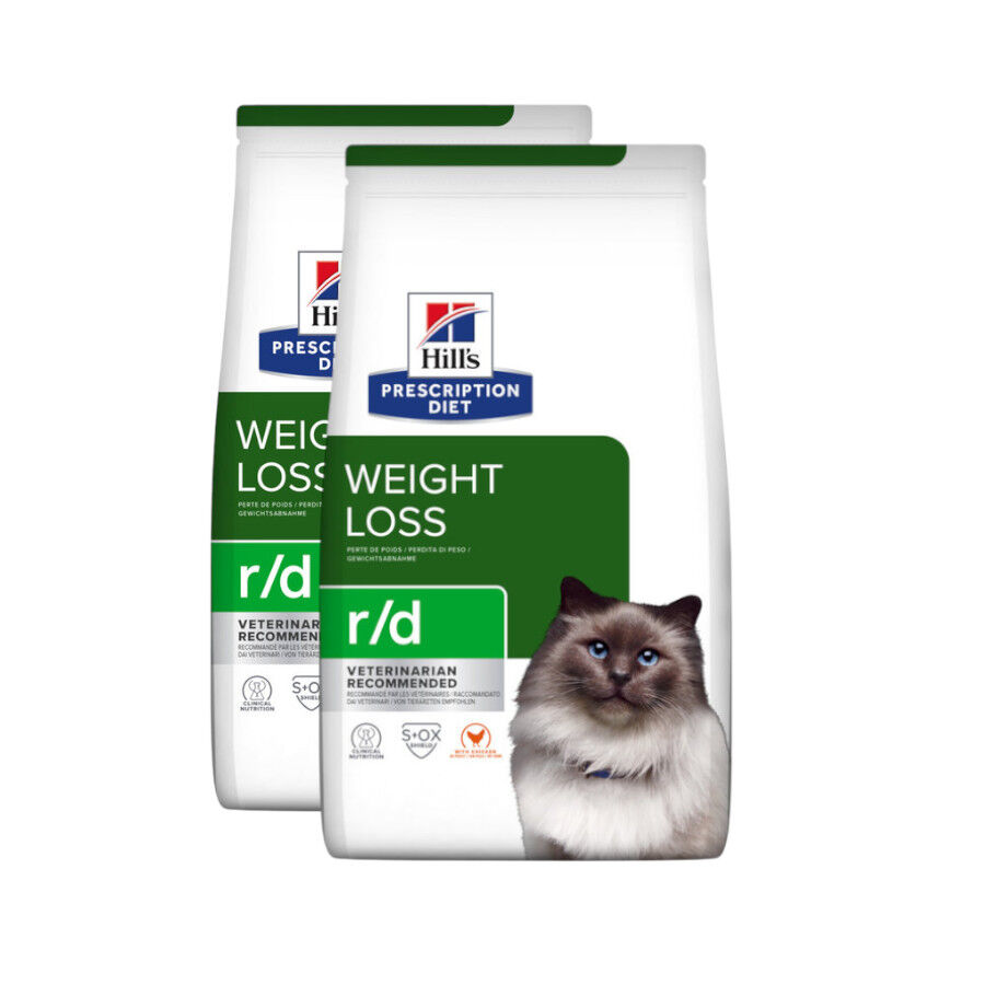 2 x 3 kg Hill's Prescription Diet r/d Weight Loss Frango ra&ccedil;&atilde;o para gatos Pack poupan&ccedil;a!, , large Imagem n&uacute;mero 1