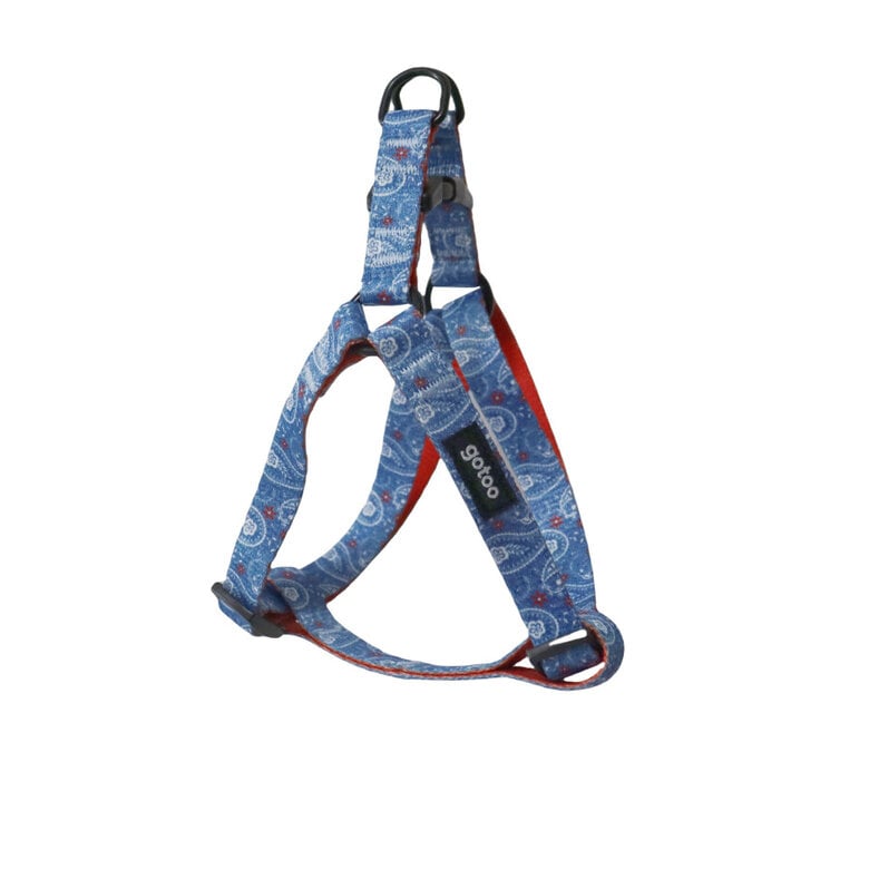 Gotoo Peitoral azul estampado caxemira para cães,  Imagem número 1 Gotoo Peitoral azul estampado caxemira para cães, , large Imagem número 1