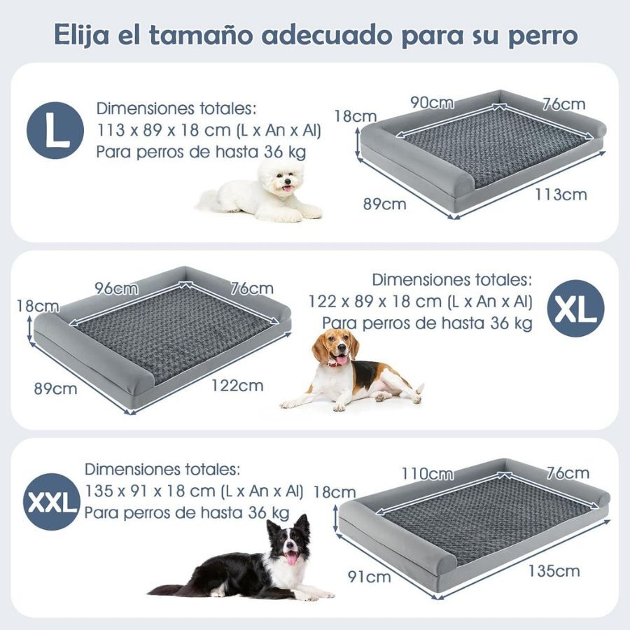 COSTWAY Cama Ortop&eacute;dica Gris para perros, , large Imagem n&uacute;mero 4