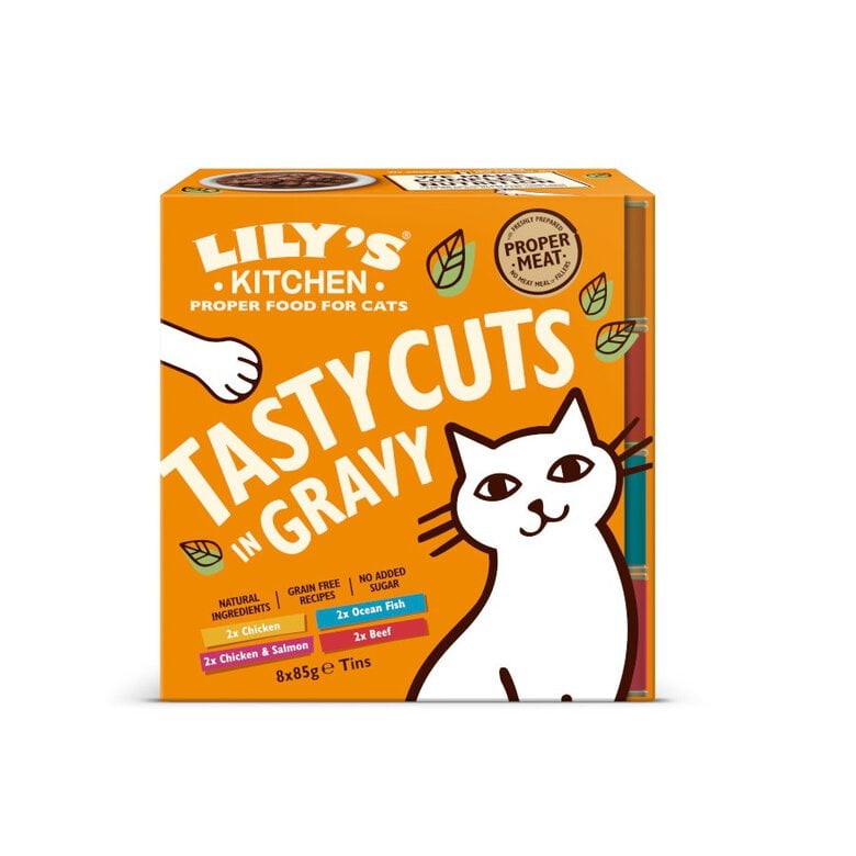 8 latas x 85 g Lily's Kitchen Tasty Cuts em Molho para gatos – Multipack,  Imagem número 1 8 latas x 85 g Lily's Kitchen Tasty Cuts em Molho para gatos – Multipack, , large Imagem número 1