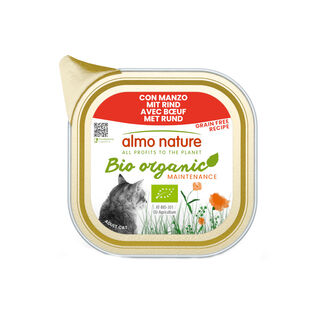 Almo Nature Bio Organic Maintenance Grain Free Beef Tub para gatos