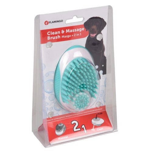 Flamingo cepillo de limpieza y masaje para perros Imagem n&uacute;mero 1