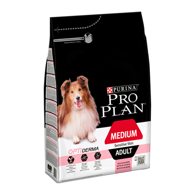 Pro Plan Medium Adult Sensitive OptiDerma Salmão ração para cães, , large image number null
