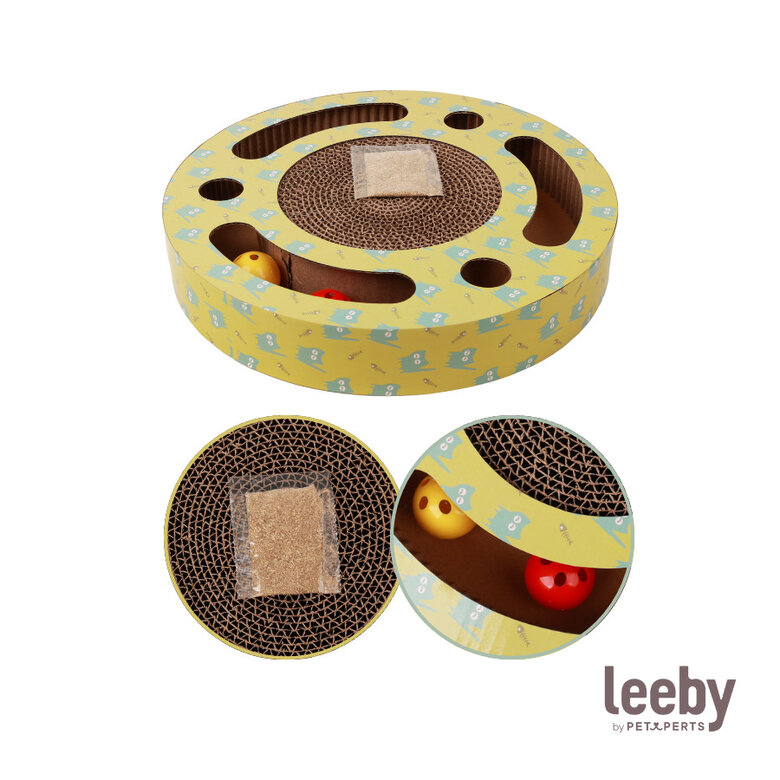 Leeby Pelusa arranhador de cartão com bola e estampado amarelo para gatos,  Imagem número 6 Leeby Pelusa arranhador de cartão com bola e estampado amarelo para gatos, , large Imagem número 6