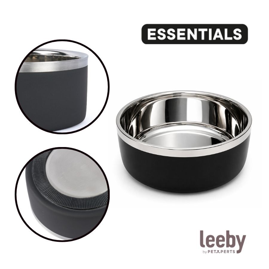 Leeby Comedouro de Parede Dupla em A&ccedil;o Inoxid&aacute;vel para c&atilde;es e gatos, , large Imagem n&uacute;mero 3