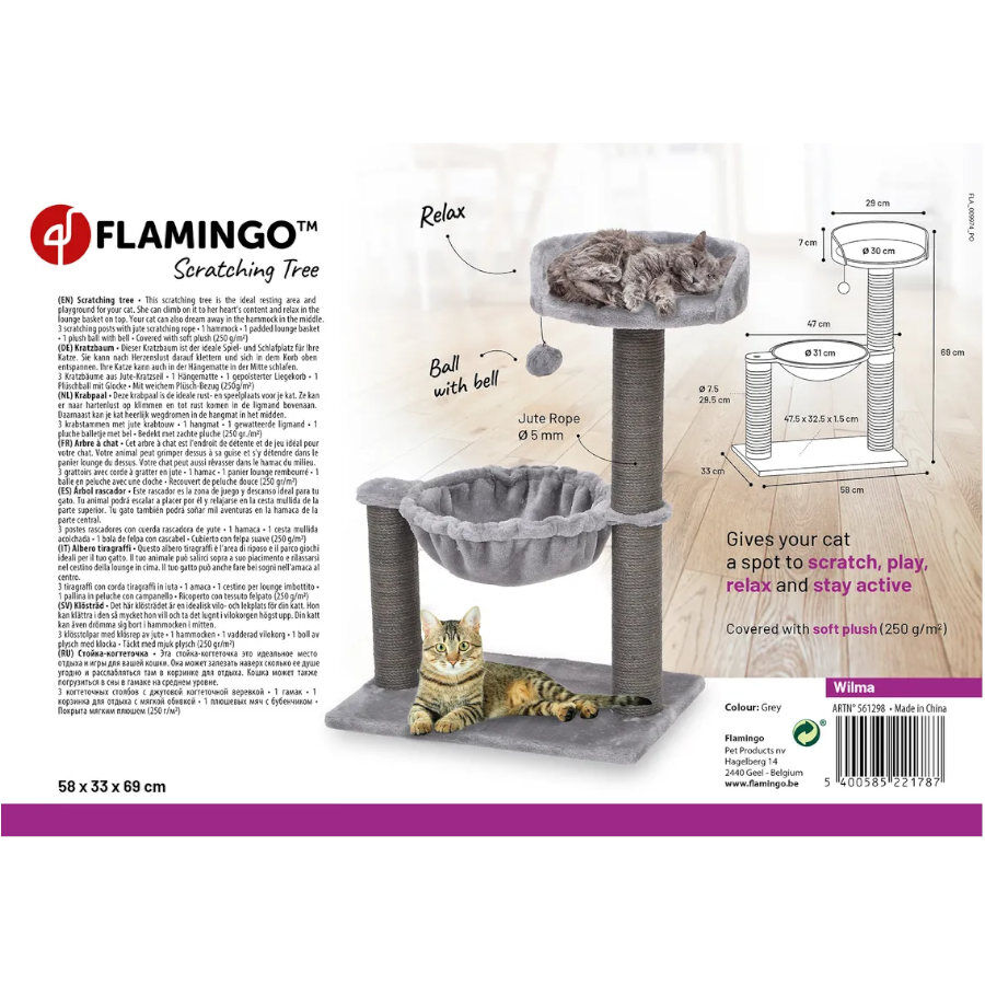 Flamingo Wilma &Aacute;rvore Arranhador Cinzento para gatos , , large Imagem n&uacute;mero 2