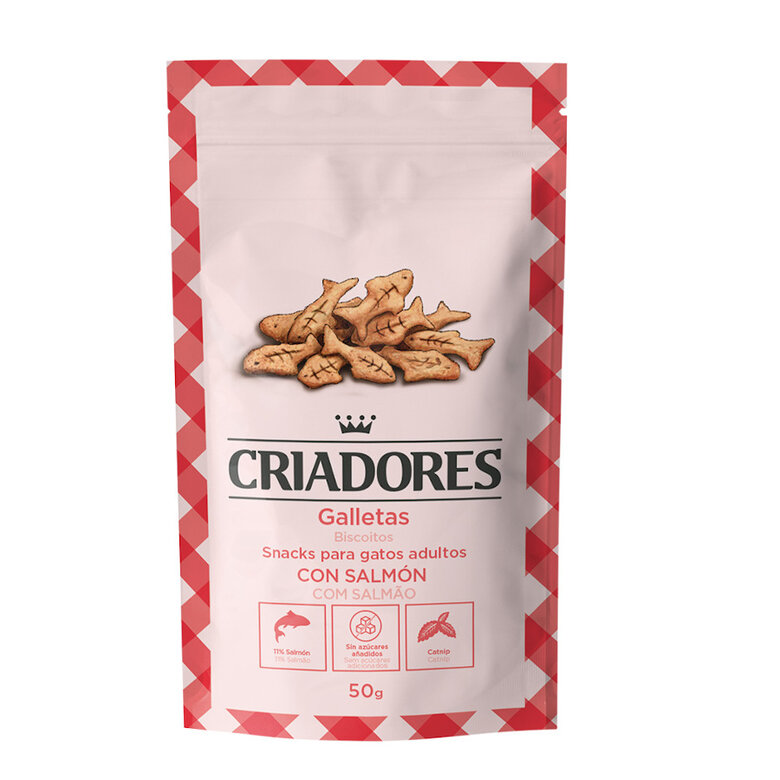 50 g Criadores Biscoitos Piccolinis de salmão e catnip para gatos,  Imagem número 1 50 g Criadores Biscoitos Piccolinis de salmão e catnip para gatos, , large Imagem número 1