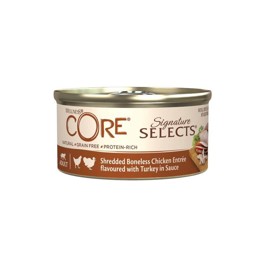 79 g Wellness Core Shredded frango e peru lata para gatos, , large Imagem n&uacute;mero 1