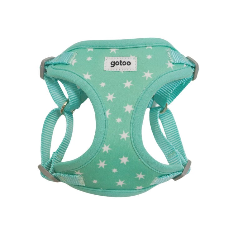Gotoo Peitoral estampado estrelas verde menta para cães,  Imagem número 1 Gotoo Peitoral estampado estrelas verde menta para cães, , large Imagem número 1