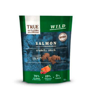 True Origins Wild Biscoitos Salmão e Mirtilos para gatos