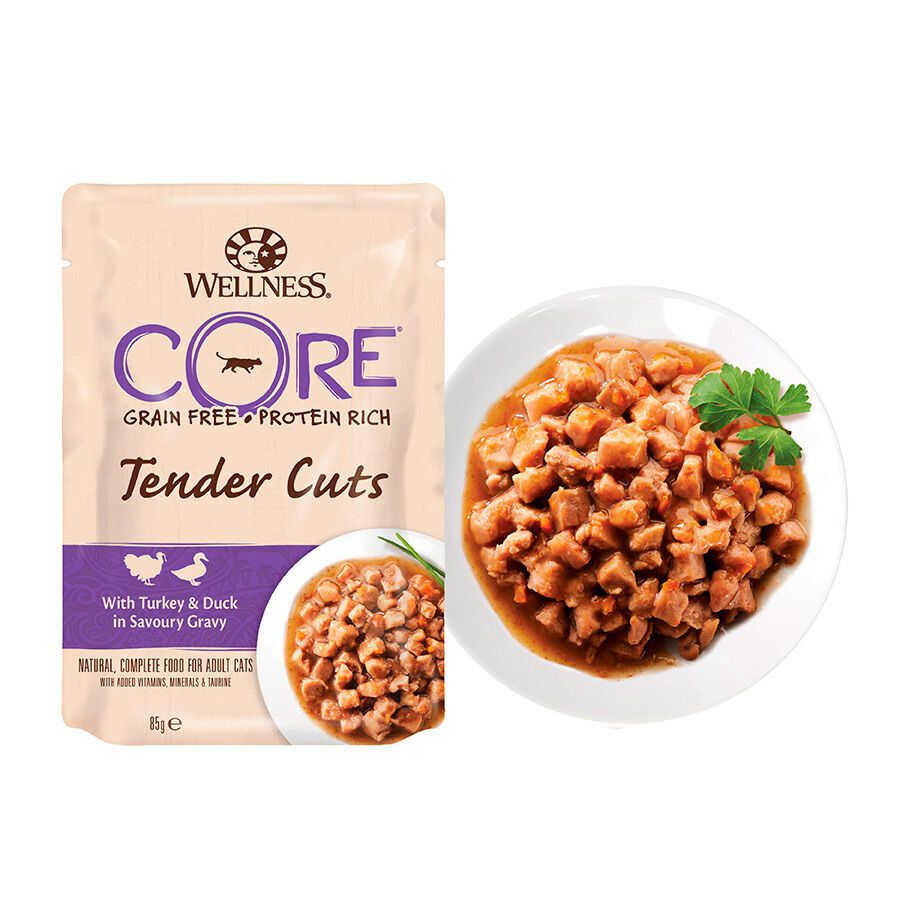  85 g Wellness Core Tender Cuts frango e peru saquetas para gatos, , large Imagem n&uacute;mero 2