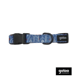 Gotoo Coleira estampada azul para cães