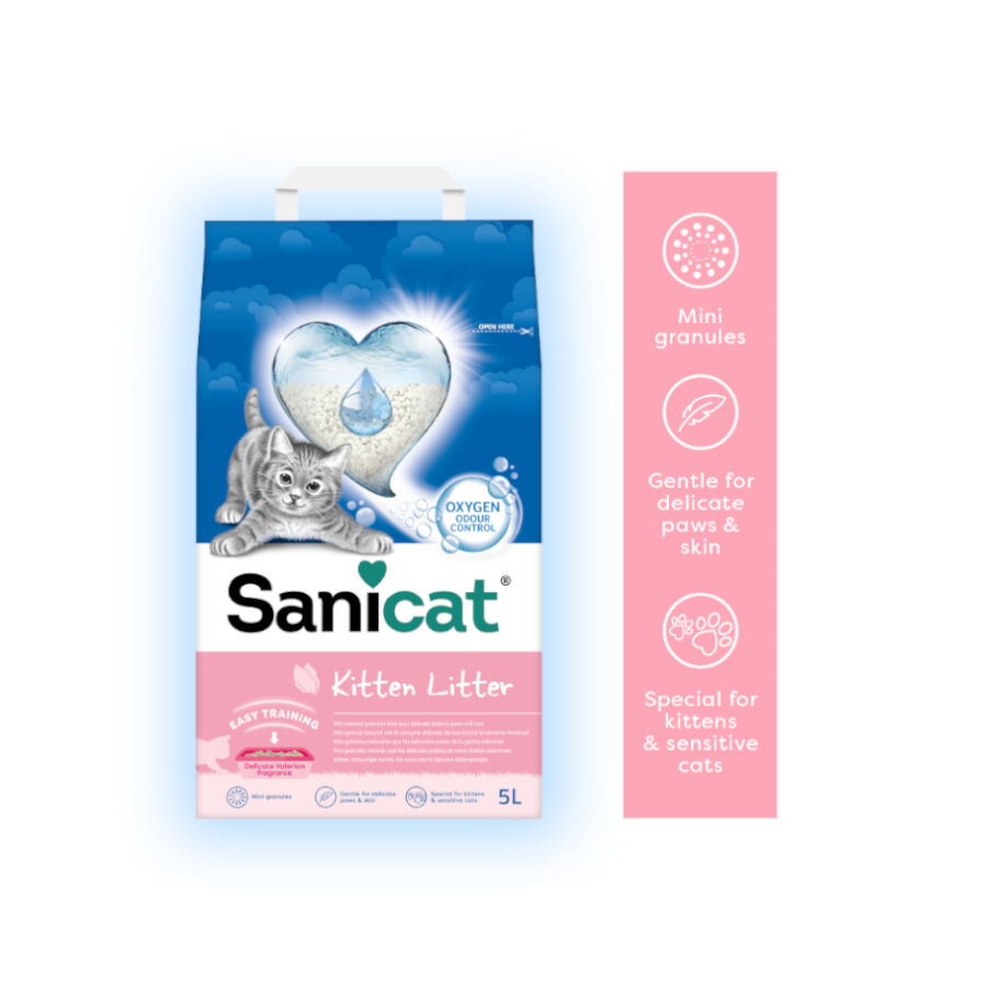 2 x 5 L Sanicat Kitten Areia Super absorvente para gatinhos Pack poupan&ccedil;a!, , large Imagem n&uacute;mero 3