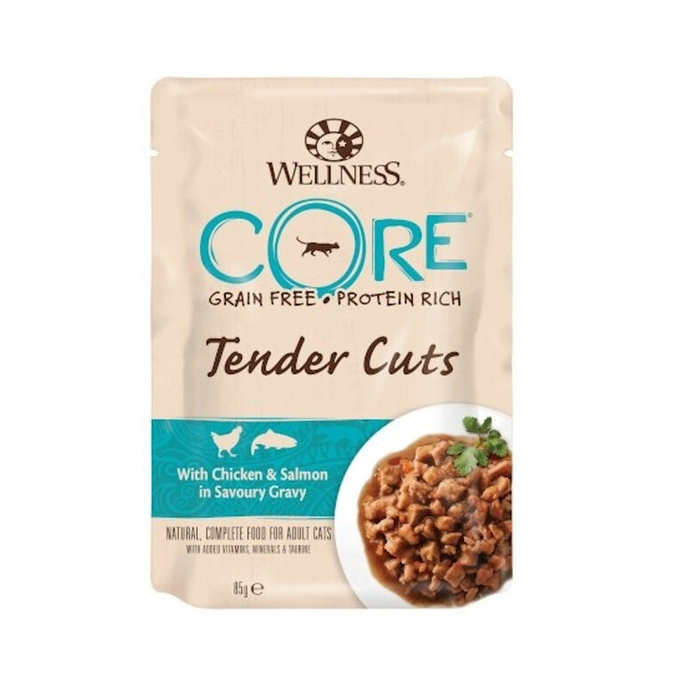 Wellness Core Tender Cuts frango e salmão saquetas para gatos, , large image number null