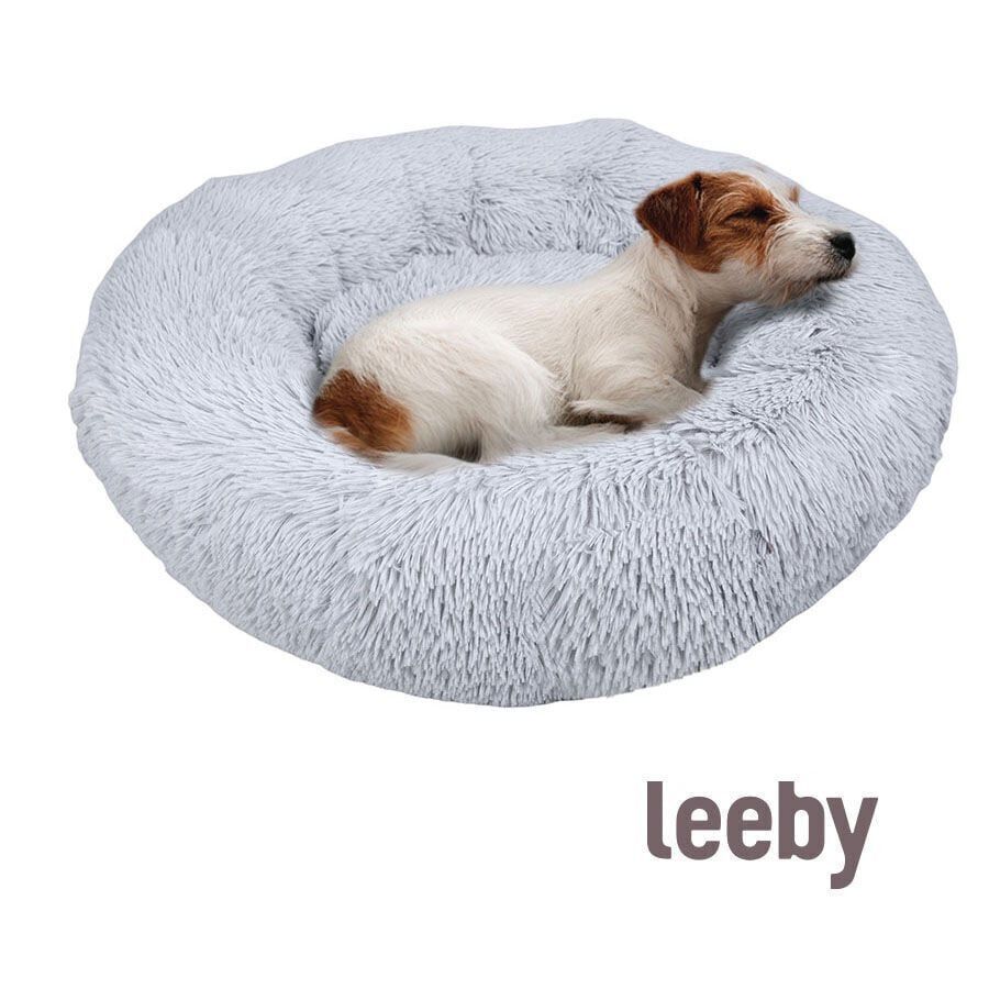 Leeby Cama Redonda Anti Stress de Pelo Cinzento para c&atilde;es, , large Imagem n&uacute;mero 2