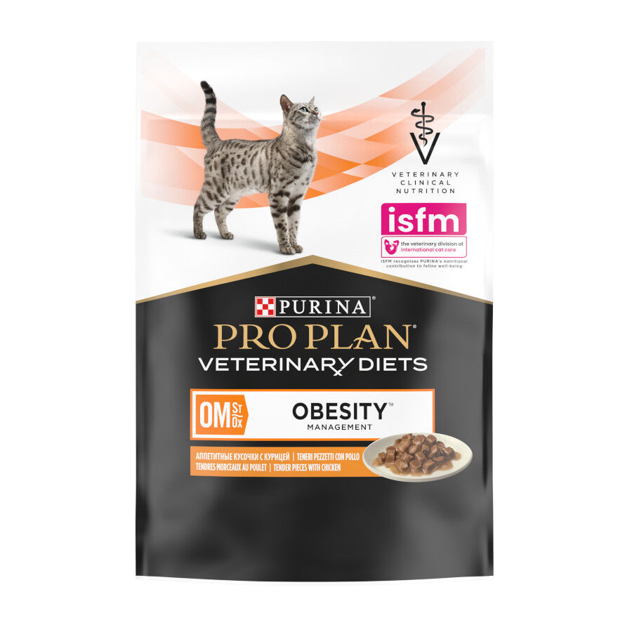 10 uds. x 85 g Purina Pro Plan Veterinary Diets Obesity Alimento h&uacute;mido de frango em saqueta para gatos , , large Imagem n&uacute;mero 2