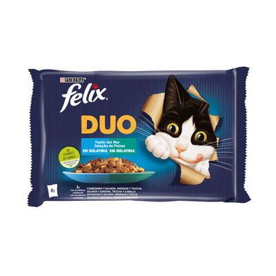 Felix Fantastic Duo Delicious Peixe em gelatina para gatos - Multipack