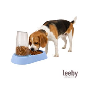 Leeby Dispensador 2 em 1 Azul de Ra&ccedil;&atilde;o e &Aacute;gua para c&atilde;es e gatos
