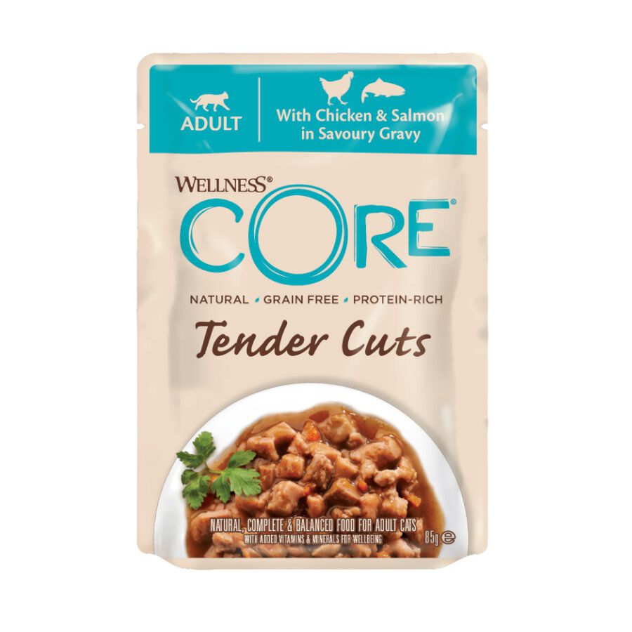  85 g Wellness Core Tender Cuts frango e salm&atilde;o saquetas para gatos, , large Imagem n&uacute;mero 1