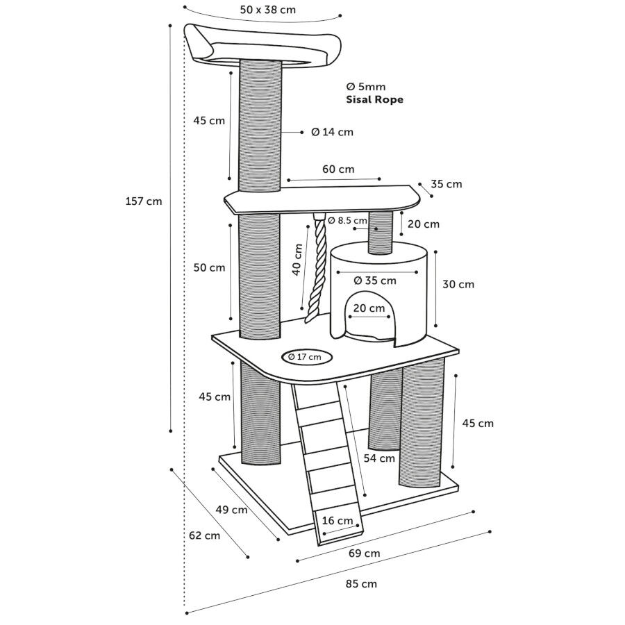 Flamingo &Aacute;rvore arranhador Edan cinza para gatos, , large Imagem n&uacute;mero 3
