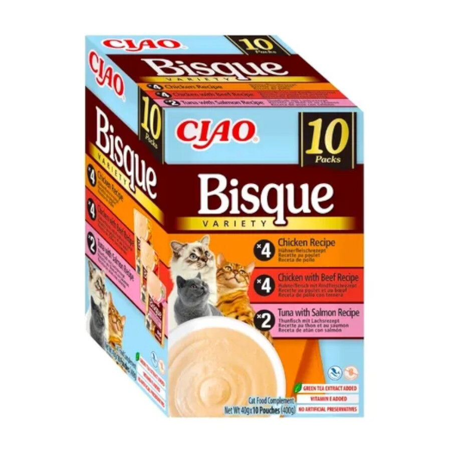10 saquetas x 40 g Ciao Bisque Multipack Snack Cremoso para gatos, , large Imagem n&uacute;mero 1