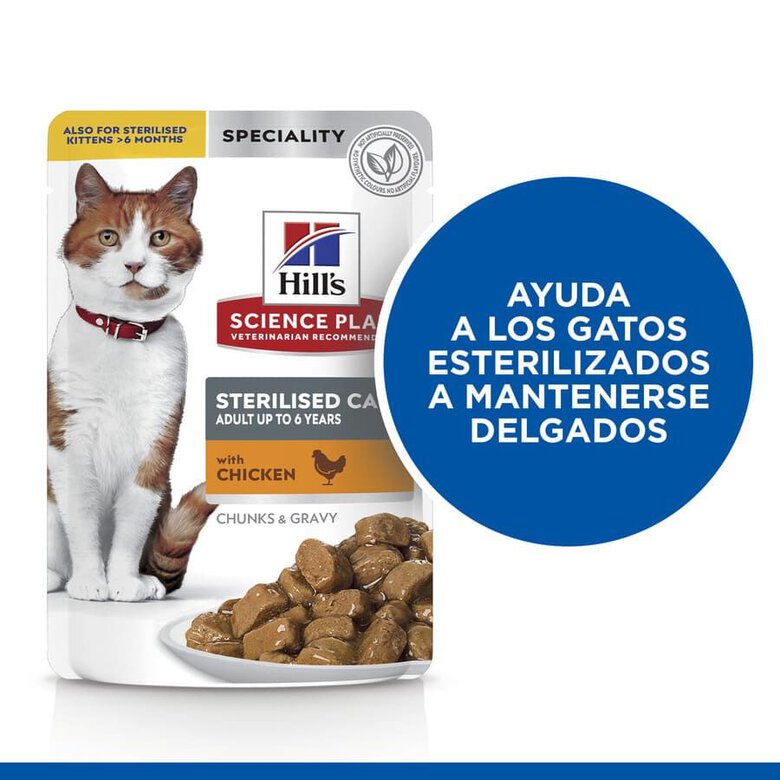 85 g Hill's Young Adult Science Plan Sterilized Frango saqueta para gatos,  Imagem número 4 85 g Hill's Young Adult Science Plan Sterilized Frango saqueta para gatos, , large Imagem número 4