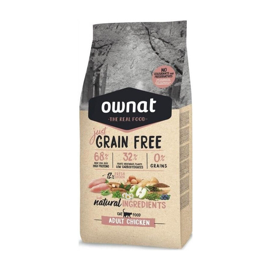 3 kg Ownat Just Grain Free Adult Ra&ccedil;&atilde;o de frango para gatos, , large Imagem n&uacute;mero 1